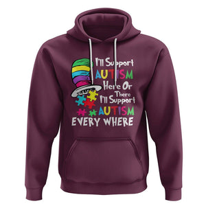 Autism Awarenes Hoodie I'll Support Autism Every Where TS01 Maroon Printyourwear