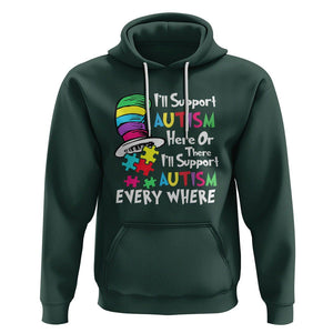 Autism Awarenes Hoodie I'll Support Autism Every Where TS01 Dark Forest Green Printyourwear