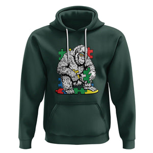 Autism Awareness Bigfoot Puzzle Autistic Warrior Hoodie TS09 Dark Forest Green Printyourwear