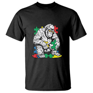 Autism Awareness Bigfoot Puzzle Autistic Warrior T Shirt TS09 Black Printyourwear