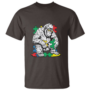 Autism Awareness Bigfoot Puzzle Autistic Warrior T Shirt TS09 Dark Chocolate Printyourwear