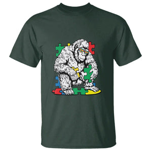 Autism Awareness Bigfoot Puzzle Autistic Warrior T Shirt TS09 Dark Forest Green Printyourwear