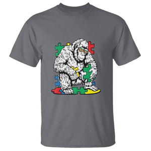 Autism Awareness Bigfoot Puzzle Autistic Warrior T Shirt TS09 Charcoal Printyourwear