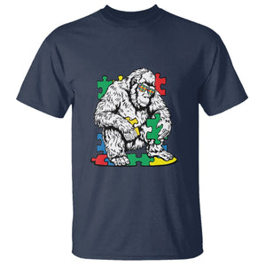 Autism Awareness Bigfoot Puzzle Autistic Warrior T Shirt TS09 Navy Printyourwear