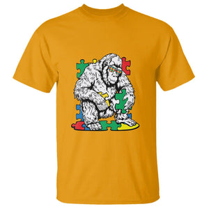 Autism Awareness Bigfoot Puzzle Autistic Warrior T Shirt TS09 Gold Printyourwear