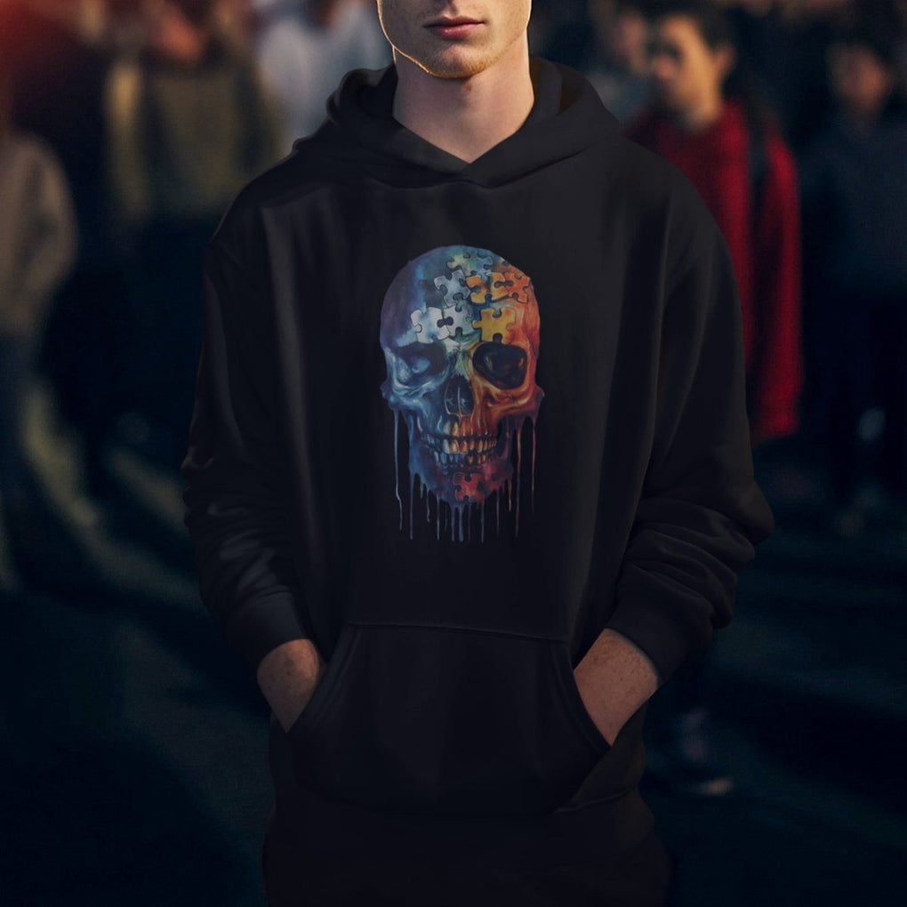 Autism Awareness Cool Puzzle Skull Hoodie TS09 Printyourwear