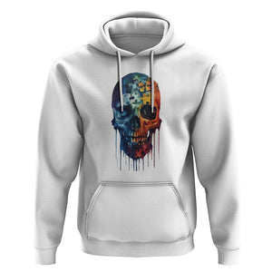 Autism Awareness Cool Puzzle Skull Hoodie TS09 White Printyourwear