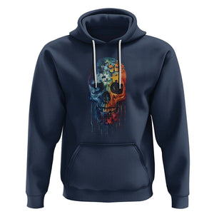 Autism Awareness Cool Puzzle Skull Hoodie TS09 Navy Printyourwear