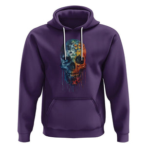 Autism Awareness Cool Puzzle Skull Hoodie TS09 Purple Printyourwear