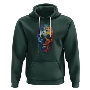 Autism Awareness Cool Puzzle Skull Hoodie TS09 Dark Forest Green Printyourwear