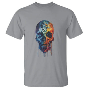 Autism Awareness Cool Puzzle Skull T Shirt TS09 Sport Gray Printyourwear