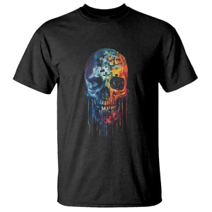 Autism Awareness Cool Puzzle Skull T Shirt TS09 Black Printyourwear