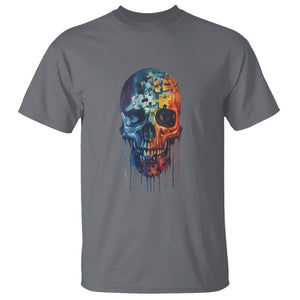 Autism Awareness Cool Puzzle Skull T Shirt TS09 Charcoal Printyourwear