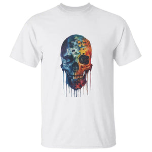 Autism Awareness Cool Puzzle Skull T Shirt TS09 White Printyourwear