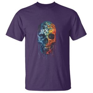 Autism Awareness Cool Puzzle Skull T Shirt TS09 Purple Printyourwear