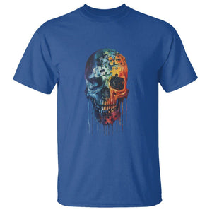 Autism Awareness Cool Puzzle Skull T Shirt TS09 Royal Blue Printyourwear