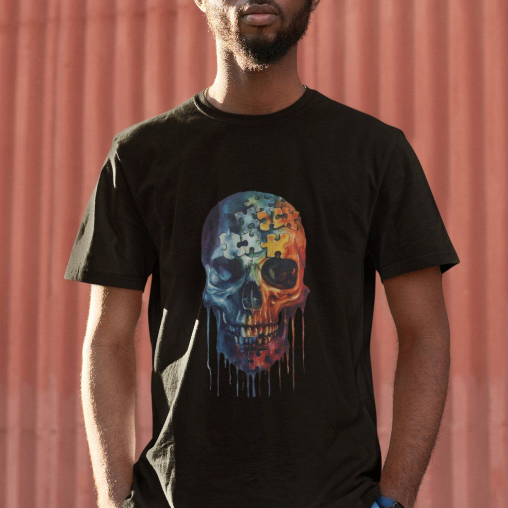 Autism Awareness Cool Puzzle Skull T Shirt TS09 Printyourwear