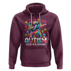 Autism Awareness Dabbing Elephant Hoodie Its Ok To Be Different TS01 Maroon Printyourwear