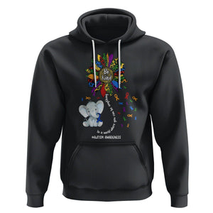 Autism Awareness Elephant Hoodie In A World Where You Can Be Anything Be Kind Colorful Sunflower Ribbon TS02 Black Printyourwear