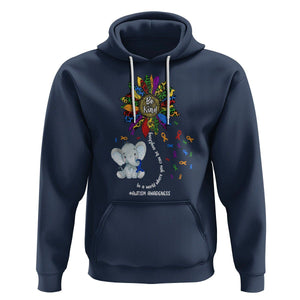 Autism Awareness Elephant Hoodie In A World Where You Can Be Anything Be Kind Colorful Sunflower Ribbon TS02 Navy Printyourwear