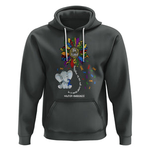 Autism Awareness Elephant Hoodie In A World Where You Can Be Anything Be Kind Colorful Sunflower Ribbon TS02 Dark Heather Printyourwear