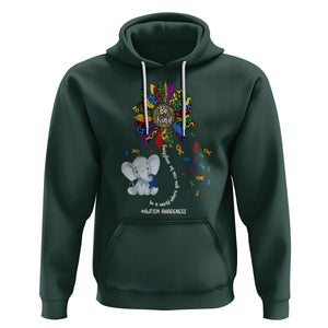 Autism Awareness Elephant Hoodie In A World Where You Can Be Anything Be Kind Colorful Sunflower Ribbon TS02 Dark Forest Green Printyourwear