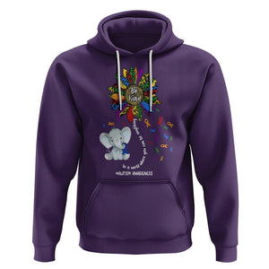 Autism Awareness Elephant Hoodie In A World Where You Can Be Anything Be Kind Colorful Sunflower Ribbon TS02 Purple Printyourwear