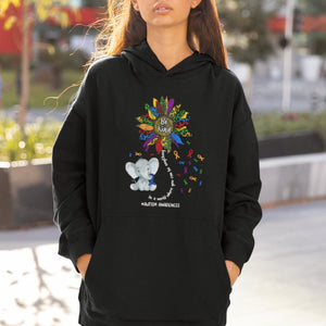 Autism Awareness Elephant Hoodie In A World Where You Can Be Anything Be Kind Colorful Sunflower Ribbon TS02 Printyourwear