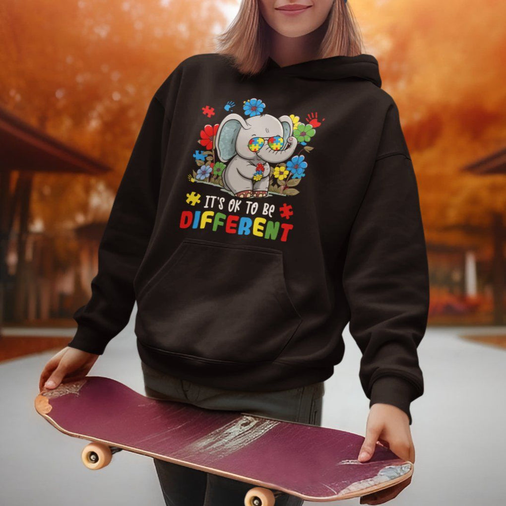 Autism Awareness Elephant Hoodie It's Ok To Be Different Proud Autistic Acceptance TS02 Printyourwear