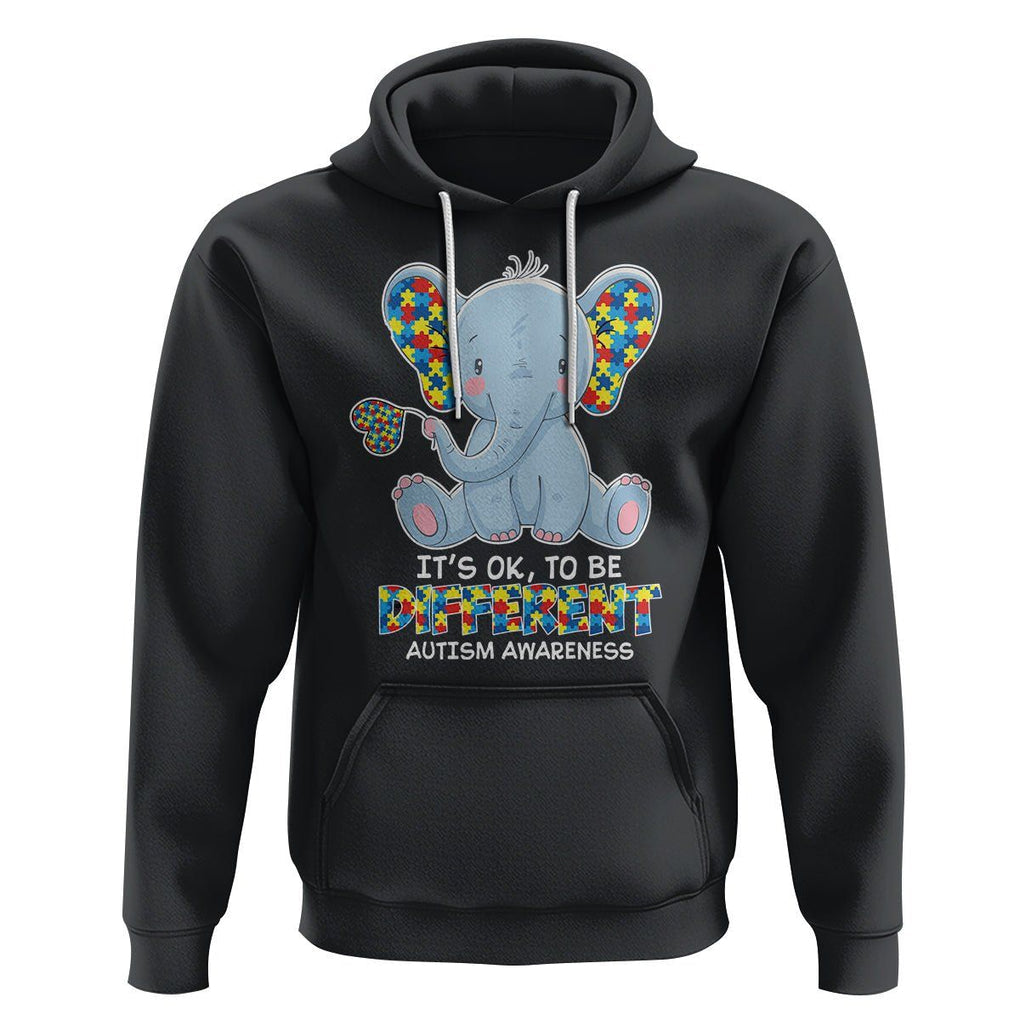 Autism Awareness Elephant Hoodie Its Ok To Be Different TS01 Black Printyourwear