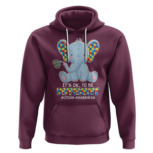 Autism Awareness Elephant Hoodie Its Ok To Be Different TS01 Maroon Printyourwear