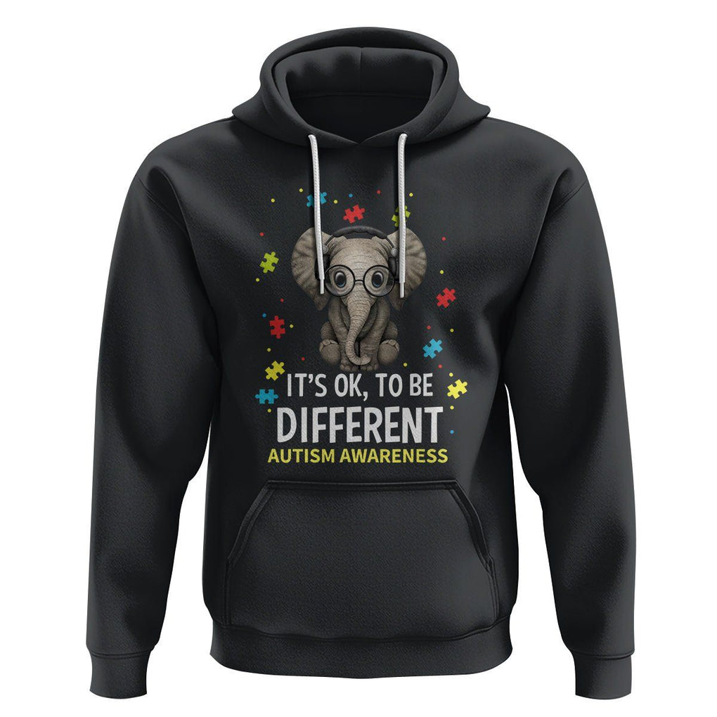 Autism Awareness Elephant Hoodie It's Okay To Be Different TS01 Black Printyourwear