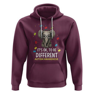 Autism Awareness Elephant Hoodie It's Okay To Be Different TS01 Maroon Printyourwear