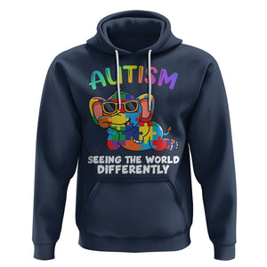 Autism Awareness Elephant Hoodie Seeing The World Differently Spectrum Puzzle Piece TS02 Navy Printyourwear