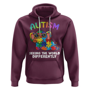 Autism Awareness Elephant Hoodie Seeing The World Differently Spectrum Puzzle Piece TS02 Maroon Printyourwear