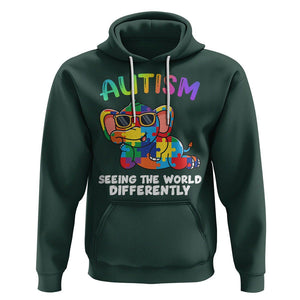 Autism Awareness Elephant Hoodie Seeing The World Differently Spectrum Puzzle Piece TS02 Dark Forest Green Printyourwear