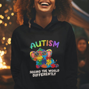 Autism Awareness Elephant Hoodie Seeing The World Differently Spectrum Puzzle Piece TS02 Printyourwear