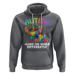 Autism Awareness Elephant Hoodie Seeing The World Differently Spectrum Puzzle Piece TS02 Charcoal Printyourwear