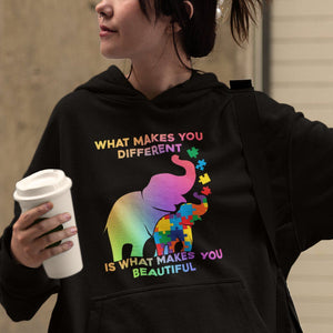 Autism Awareness Elephant Hoodie What Make You Different Makes You Beautiful Spectrum Puzzle Piece Baby TS02 Printyourwear