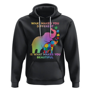 Autism Awareness Elephant Hoodie What Make You Different Makes You Beautiful Spectrum Puzzle Piece Baby TS02 Black Printyourwear