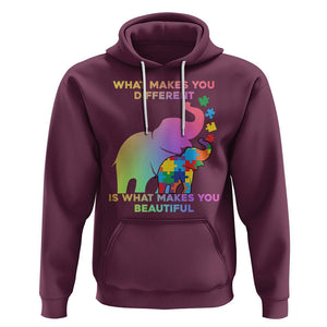 Autism Awareness Elephant Hoodie What Make You Different Makes You Beautiful Spectrum Puzzle Piece Baby TS02 Maroon Printyourwear