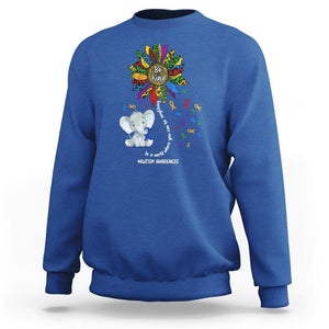 Autism Awareness Elephant Sweatshirt In A World Where You Can Be Anything Be Kind Colorful Sunflower Ribbon TS02 Royal Blue Printyourwear