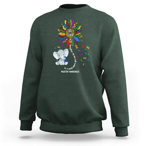 Autism Awareness Elephant Sweatshirt In A World Where You Can Be Anything Be Kind Colorful Sunflower Ribbon TS02 Dark Forest Green Printyourwear