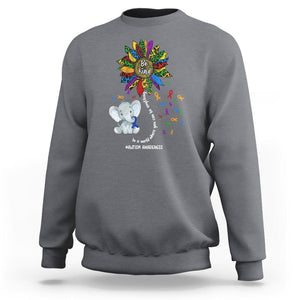 Autism Awareness Elephant Sweatshirt In A World Where You Can Be Anything Be Kind Colorful Sunflower Ribbon TS02 Charcoal Printyourwear