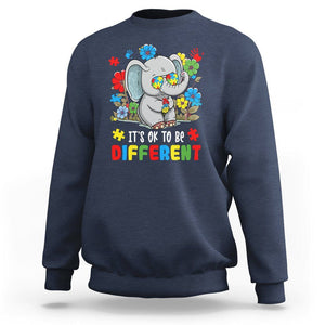 Autism Awareness Elephant Sweatshirt It's Ok To Be Different Proud Autistic Acceptance TS02 Navy Printyourwear