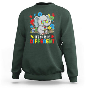 Autism Awareness Elephant Sweatshirt It's Ok To Be Different Proud Autistic Acceptance TS02 Dark Forest Green Printyourwear