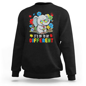 Autism Awareness Elephant Sweatshirt It's Ok To Be Different Proud Autistic Acceptance TS02 Black Printyourwear