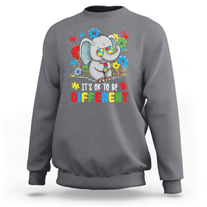 Autism Awareness Elephant Sweatshirt It's Ok To Be Different Proud Autistic Acceptance TS02 Charcoal Printyourwear