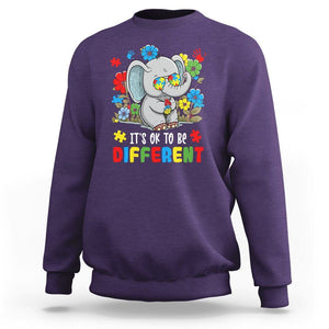 Autism Awareness Elephant Sweatshirt It's Ok To Be Different Proud Autistic Acceptance TS02 Purple Printyourwear