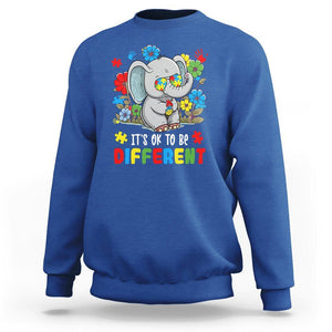 Autism Awareness Elephant Sweatshirt It's Ok To Be Different Proud Autistic Acceptance TS02 Royal Blue Printyourwear